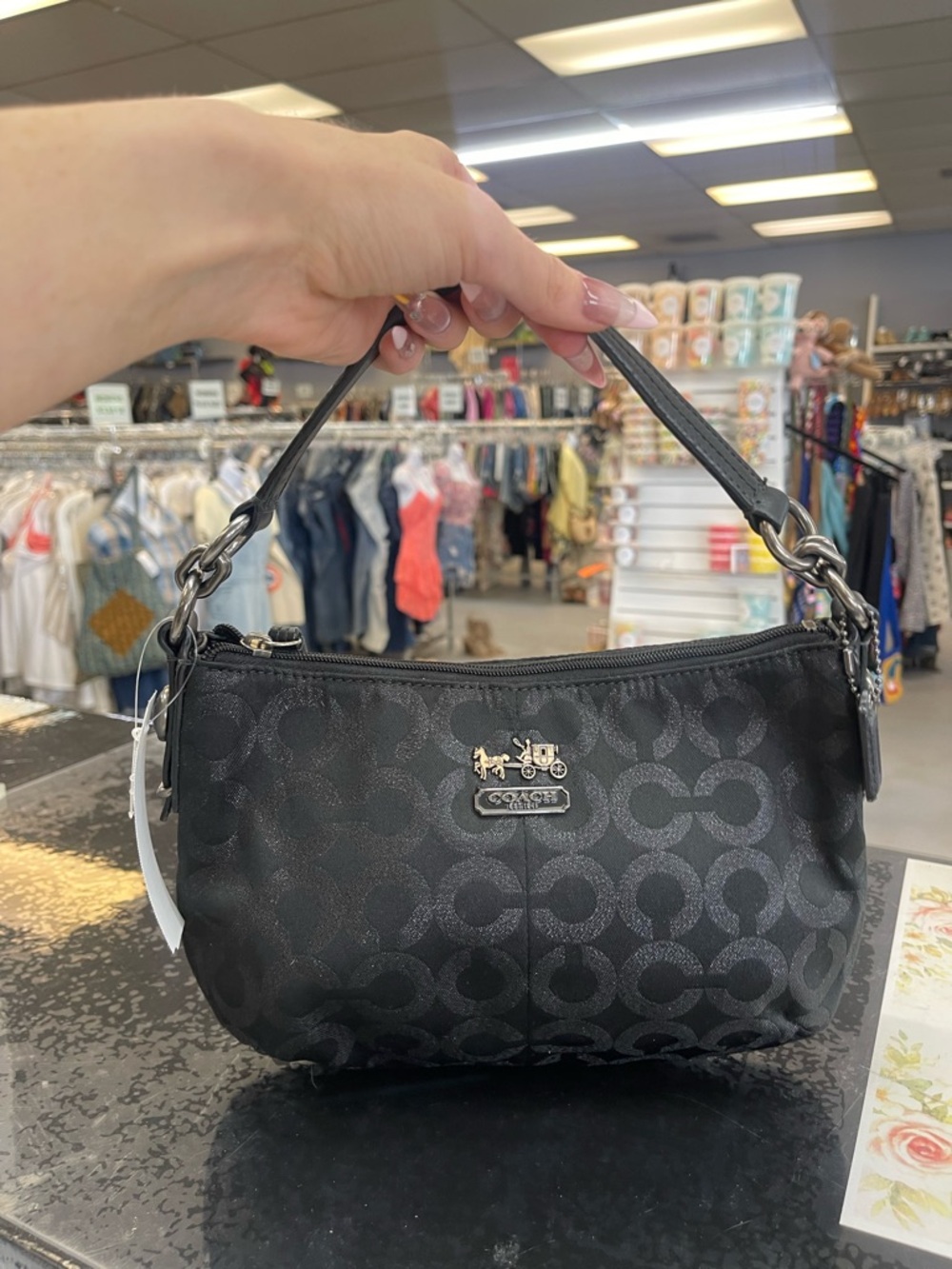 Coach Black Signature Jacquard Mini Shoulder Bag